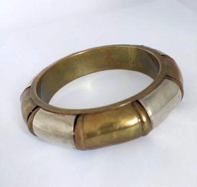 Vintage Boho Armreif rustikal gemischt Metall Messing und silberfarben Armreif