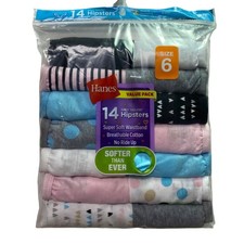 Hanes Girls Tagless Hipsters pack of 14 Girls underwear /panties Size 6 NIB