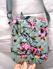 VERA BRADLEY Quilted Hipster Snap Zip Crossbody Purse GREEN Seafoam Floral NWOT