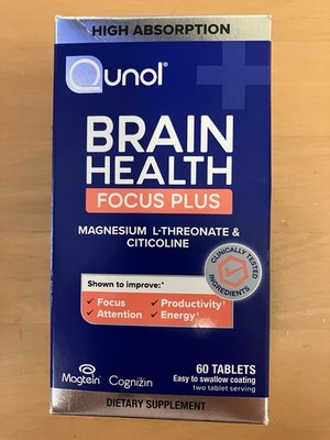 Qunol Brain Health Focus Plus Supplement 60 Tablets *SHIPS FREE* exp 05/2027