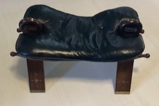 Vintage Indian Hoshiapur Ornate Camel Stool with Brass Inlays