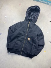 Black Canvas Carhartt Hooded Jacket Size Small Durable Vintage Style Size Small
