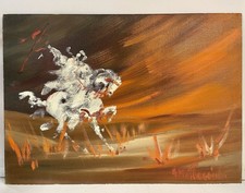 GINO MATTESSICH Cavaliere Olio su Faesite a Spatola Anni ‘60/70