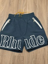 Mens, RHUDE swim Shorts, Green With White Logo, Size Small 