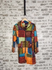 Greater Good Network Patchwork Boho Hippie Art Hoodie Cardigan Size S-M