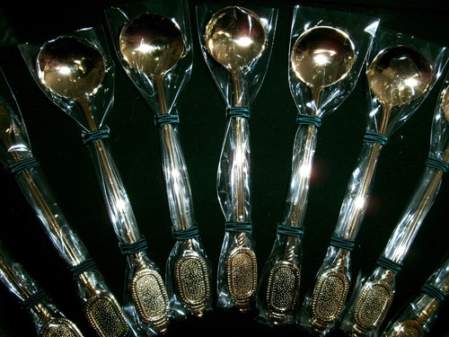 NIP 42 PC Happy Long Life Korean Asian Soup Spoon Forks/Chopsticks Set Two-toned - Picture 10 of 12