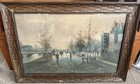 1904 Antique PARIS STREET SCENE Orig Gesso Wood FRAME 18x26" Taber Prang Art Co — photo 1