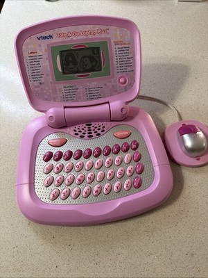 VTech Pink Tote-&-Go Laptop Plus Learning System With Mouse Tested & Working