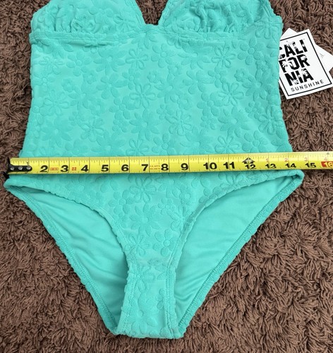 California Sunshine Women’s One Piece Swim Bathing Suit Size S Floral Textured - Picture 8 of 15