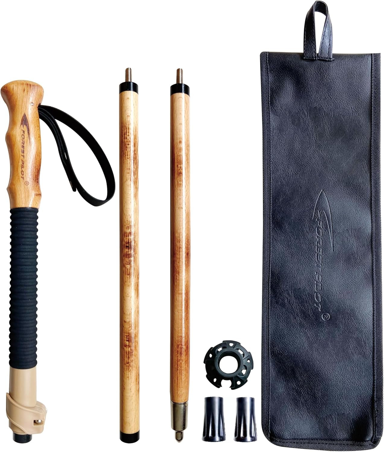Trekking Poles- 1-Pc Pack - Adjustable Hiking or Walking Stick –Strong, Natural 