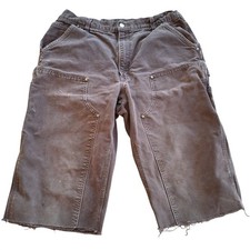 Carhartt Y2K Chocolate Brown Double Knee Canvas Cut Off Shorts B136 DKB 36