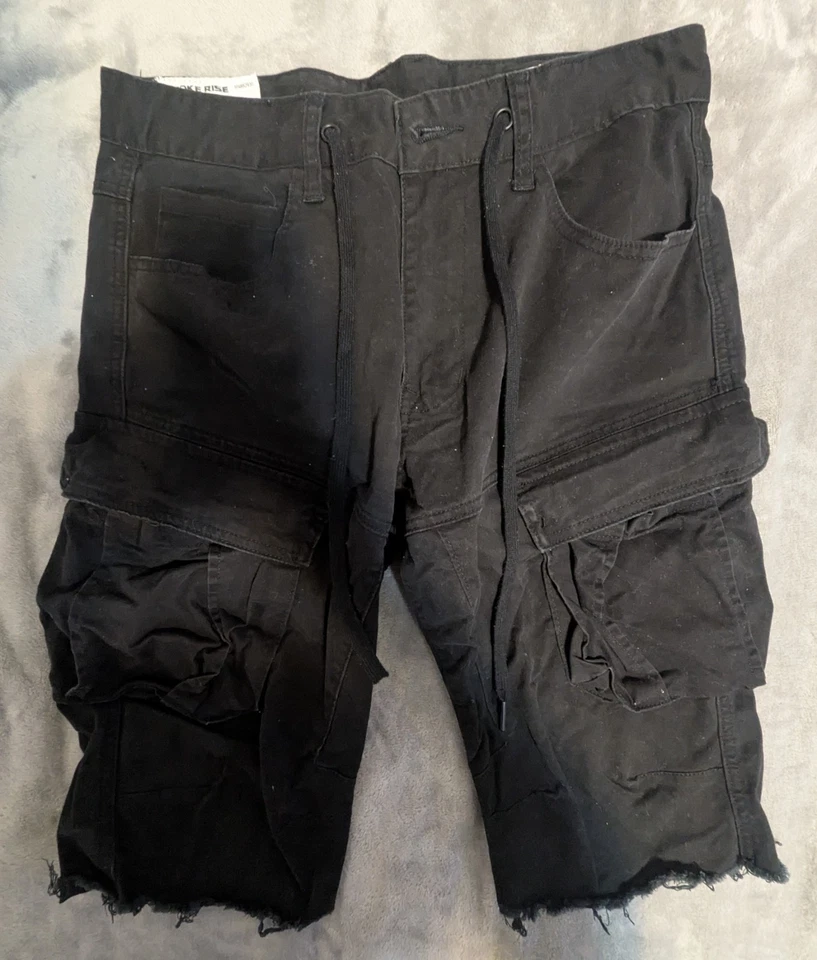 3 SMOKE RISE CARGO SHORTS SLIM SIZE 32 BLACK WHITE KHAKI - Image 2 of 4
