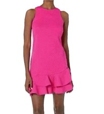 Eliza J Sleeveless Pink Ruffle Hem Cocktail Dress 4 Textured Mini Flirty Flounce