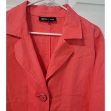 Jones New York Signature Woman 1X 100 Linen Coral Blazer Plus Size Jacket
