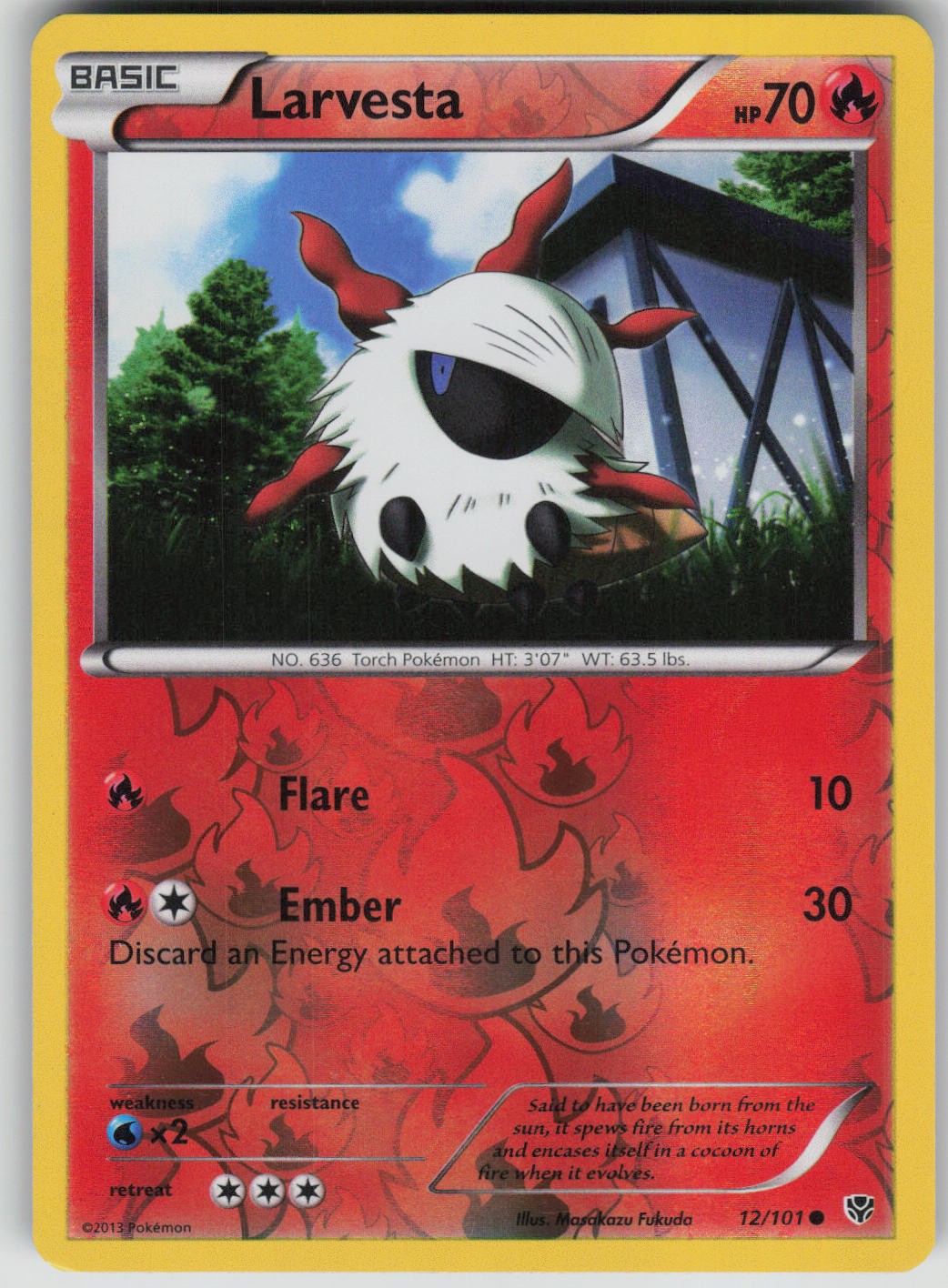 Pokemon TCG Larvesta Common Reverse Holo Plasma Blast 12/101