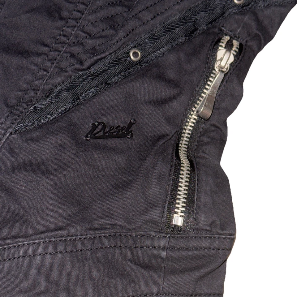 Chaqueta vintage Diesel para mujer con cremallera completa talla pequeña utilitaria de algodón negra Foto 3 de 4