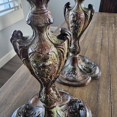 Bard International Pairpoint 11" Candlestick Holder Pair Made In India - Picture 9 of 10