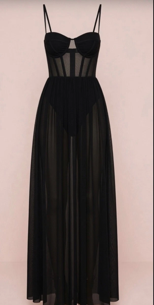 open lace back dress Black Glitter And Sequin Tulle Maxi Dress With Criss Cross Back main image 0