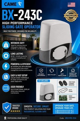Sliding door Motor CAME BX-243C  Up To 660 lb Include 2 Remote  and  chain 23 ft