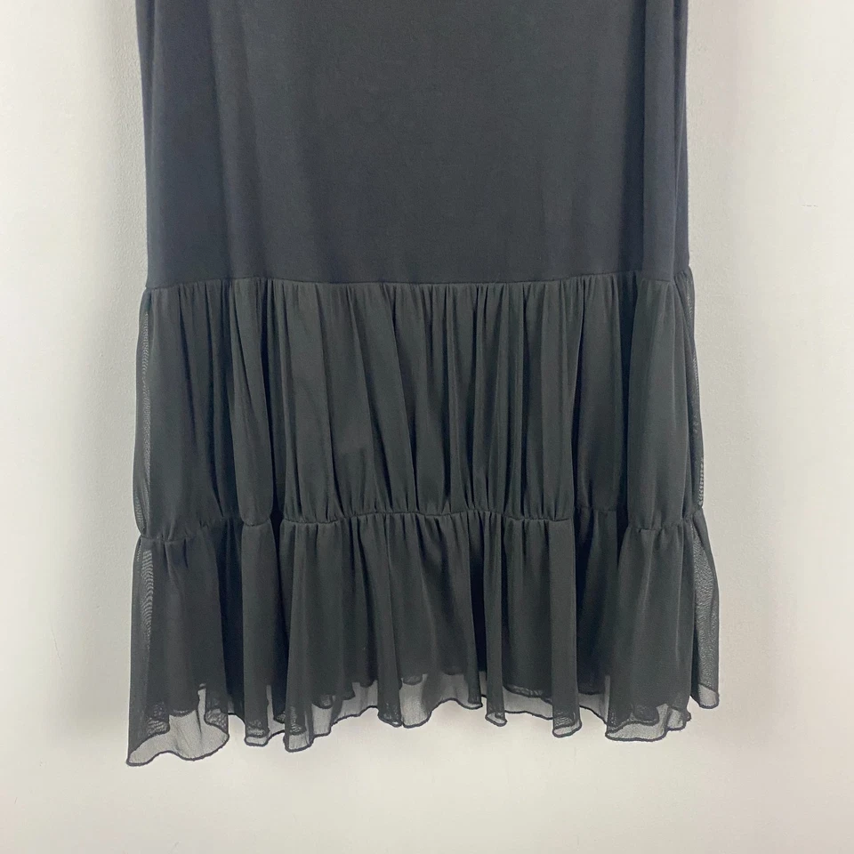 Cómoda camiseta sin mangas túnica con falda de malla negra lisa talla pequeña EE. UU. Foto 3 de 4