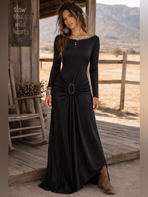 Joseph Ribkoff Drop Waist Maxi Dress Western Country Chic Boho Gothic sz 10 | eBay Joseph Ribkoff Drop Waist Maxi Dress Western Country Chic Boho Gothic sz 10 | eBay