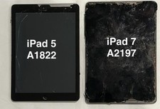   Lot of 2 iPad 5 A1822  iPad 7 A2197 Bundle Cracked Screens Untested For Parts