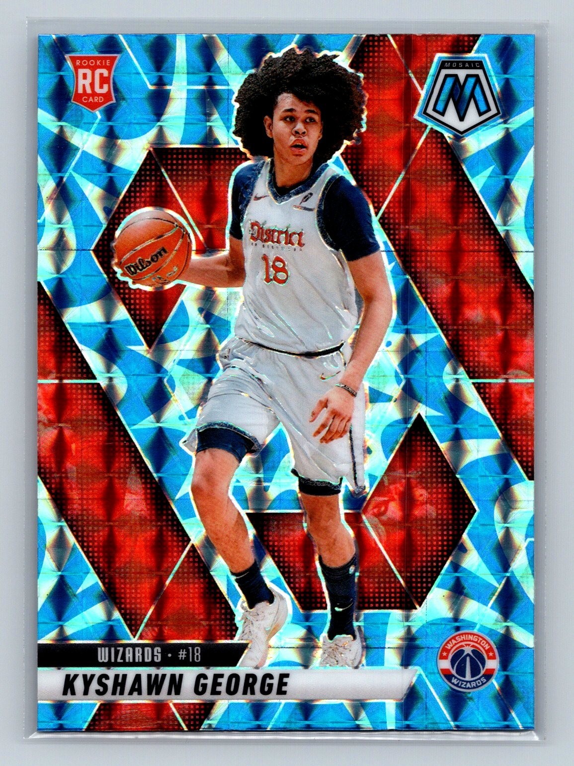 2024-25 Panini Mosaic Kyshawn George #247 Reactive Blue (RC) - Wizards