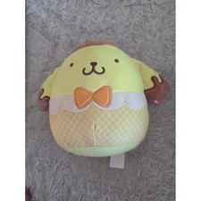 Squishmallows Yellow Puppy Plush with Orange Bow and Brown Ears