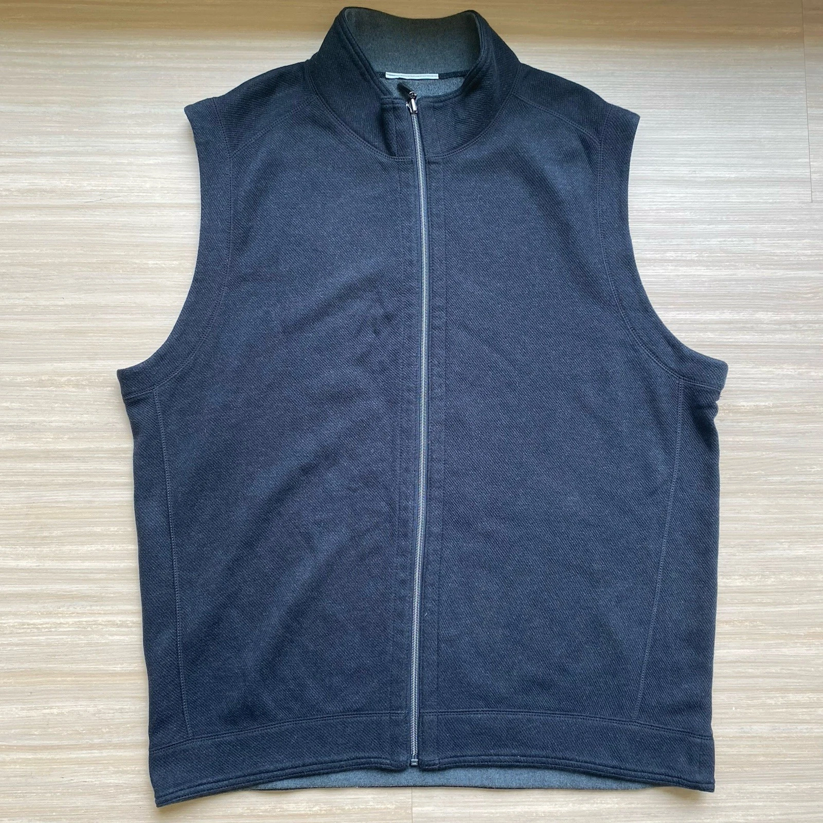 Tommy Bahama Reversible Vest Heather Black Men's L Outdoor Fishing Nature