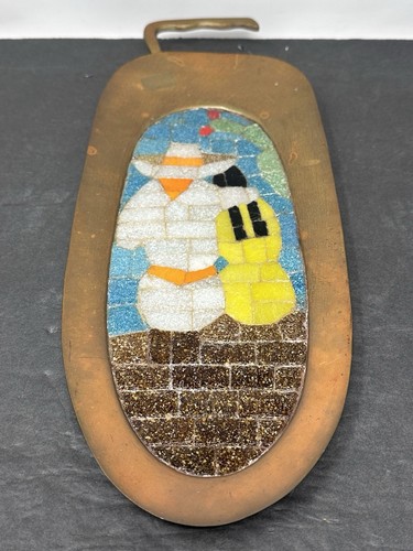 VTG SALVADOR TERAN TAXCO MEXICAN MODERNIST MOSAIC BRASS PLAQUE LOVERS ENAMORADOS - Picture 8 of 13