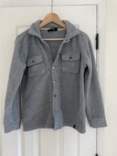 Quicksilver Boys Grey LS Button Up Double Pocket Fleece Jacket Coat Size M 10/12