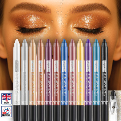 Glitzer Lidschatten Schimmer Stift 12 Farben Glitzer Lidschatten Metallic Buntstift UK