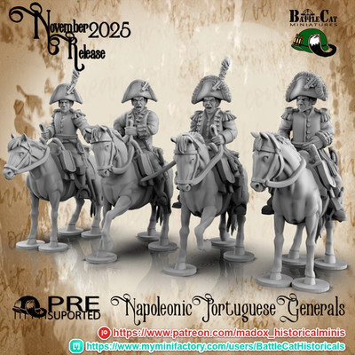 28mm Napoleonische Halbinsel - Portugiesische Generäle - 4 Figuren
