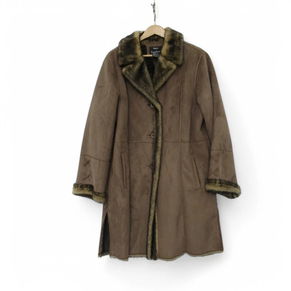 Dennis Basso пальто Великобритании большой искусственной замши куртка средней длины веганской кожи Preloved - Изображение 2 из 4