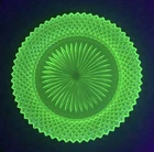 Uranium Green Hocking Miss America 6 3/4" Plate Glows! Brilliant! UV