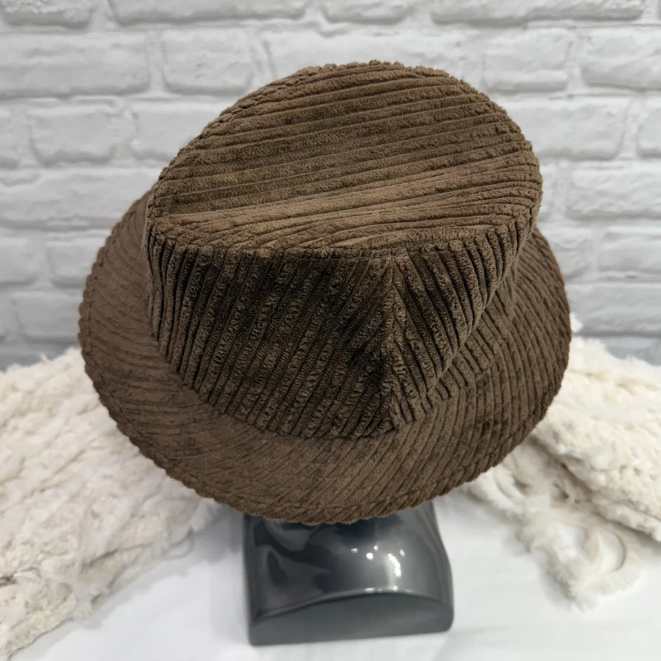 Chapéu Fedora de veludo marrom vintage masculino feminino "Balde Cap Liz Claiborne" - Imagem 2 de 4