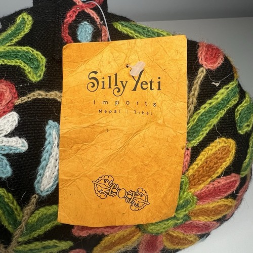Silly Yeti Boho Hippie Jute Purse Duffle Bag Embroidered Floral. - 第 8/10 張圖片