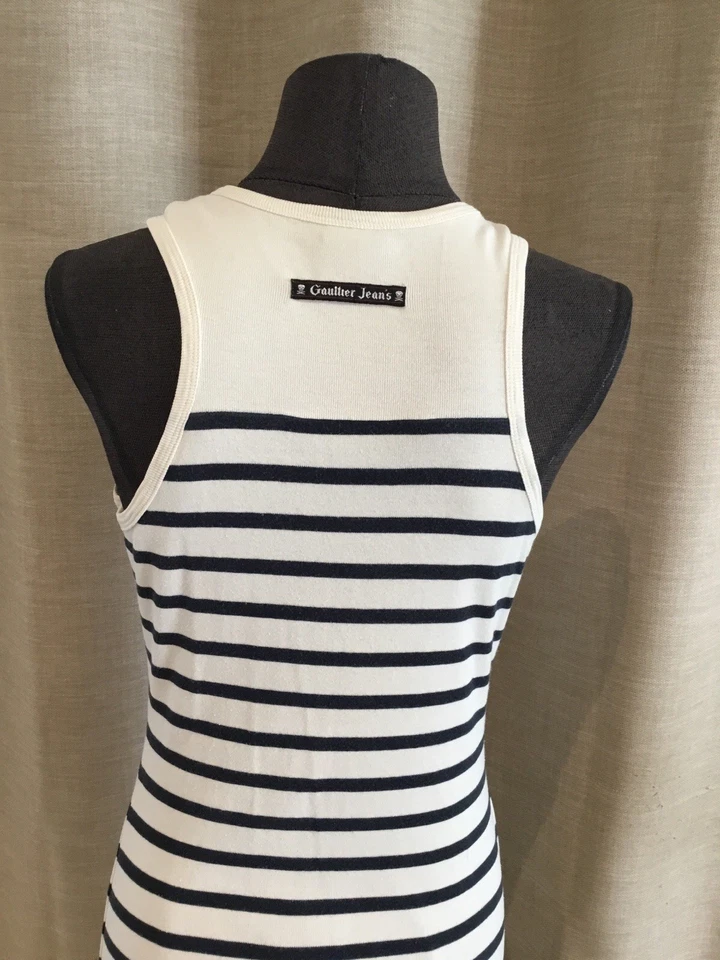 Très Belle Et Authentique Robe Marinière Coton Jean Paul Gaultier 36 Tbe - Photo 4/4