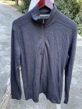Smartwool Merino 250 Pullover Mens L Large 1/4 Zip Base Layer Long Sleeve Gray