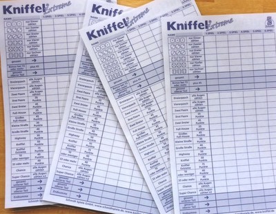 KNIFFEL EXTREME 4 laminierte ERSATZ-Blätter Gewinnkarten wiederbeschreibar TOP