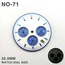 32.5mm Dial Green Luminous Dial Watch Repair Parts for VK63 Movements