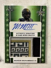 MUHSIN MUHAMMAD III Moose 2020 Leaf Army All-American Green PATCH Auto # 12/25