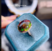 Natural Black Ethiopian Opal Ring 925 Sterling Silver Black Opal Ring Black Opal
