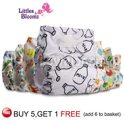 LITTLES&BLOOMZ Reusable Baby Washable Cloth Nappy Cover STANDARD Hook-Loop Pocket Diaper 0-3yrs