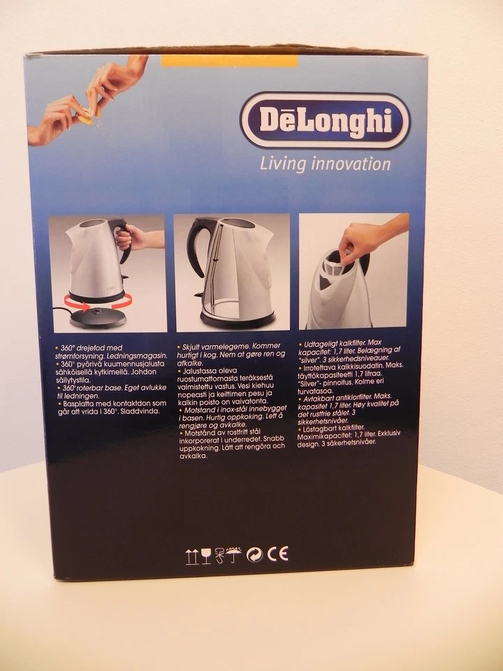 BOLLITORE DELONGHI MOD. KBX 2010 COL. ARGENTO IN METALLO 1,7 lt - SENZA FILI - Immagine 2 di 4