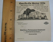 VINTAGE 1930 CENTRAL PETROLEUM CO, CEN-PE-CO MOTOR OILS FOLD-OUT BUSINESS CARD!