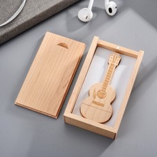 Guitar Shaped USB 2.0 Pendrive Wooden Flash Drive 16GB Memory Stick 2024 NEW