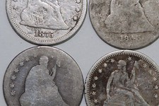 1843-? 1875-P 1877-? 1878-? Liberty Seated 90% Silver Quarter Fine, VG (NUM8138)