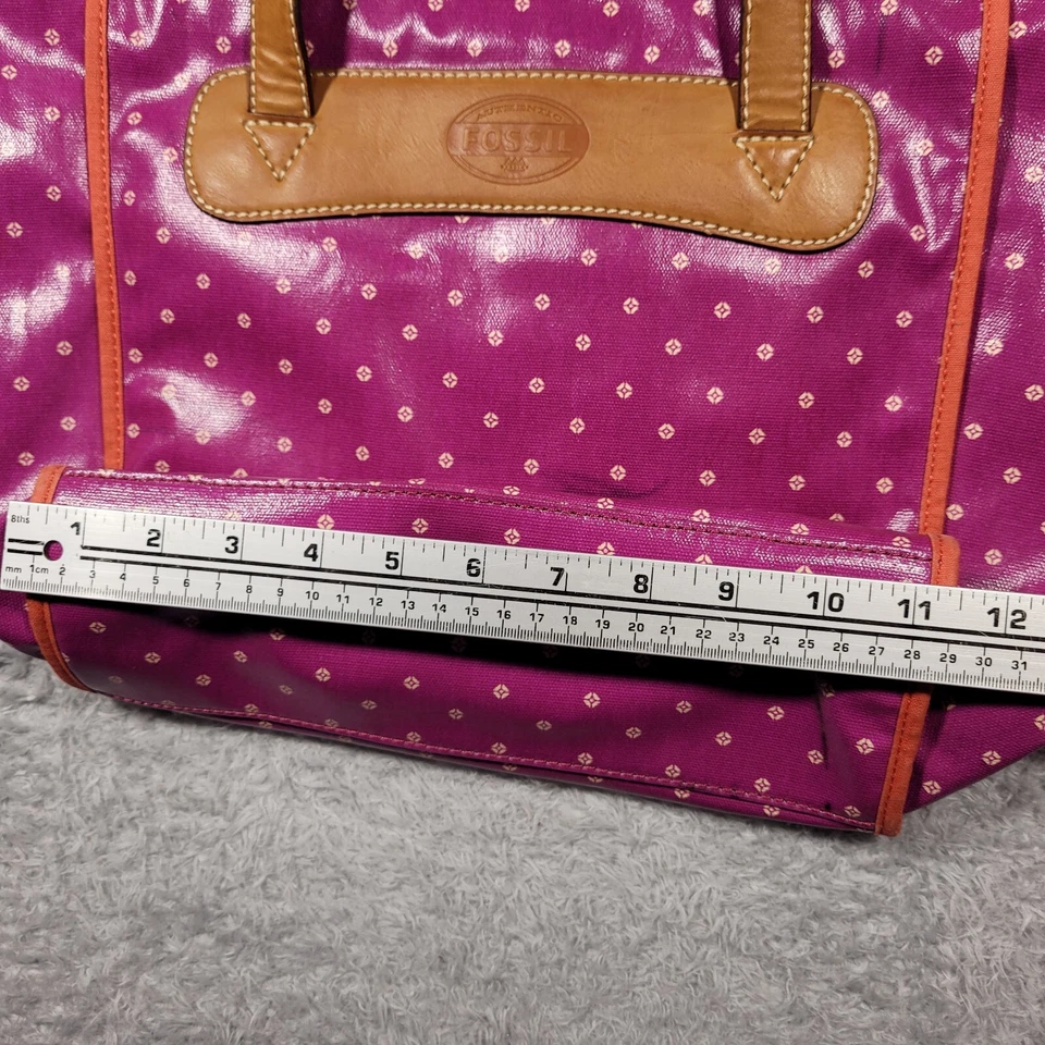 Bolso de hombro de lona de algodón recubierto de magenta FOSSIL Keyper Shopper Foto 3 de 4