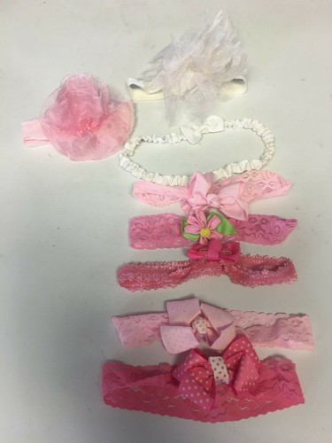 8 Baby Girl infant Headbands with Bows Elastic 